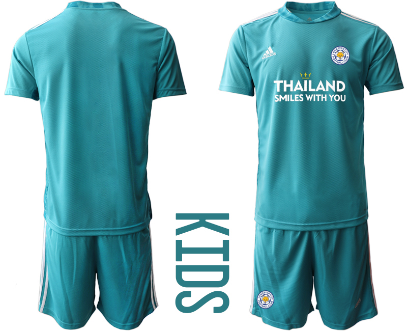 Youth 2020-2021 club Leicester City blue goalkeeper blank Soccer Jerseys